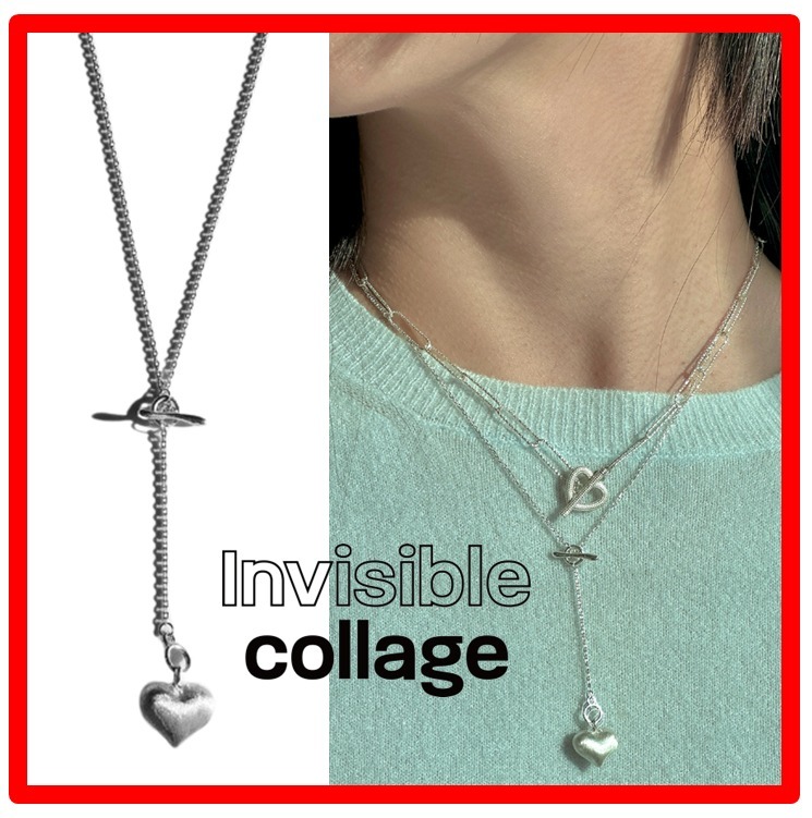 ☆韓国の人気☆【Invisible collage】☆OT HEART NECKLAC.E☆