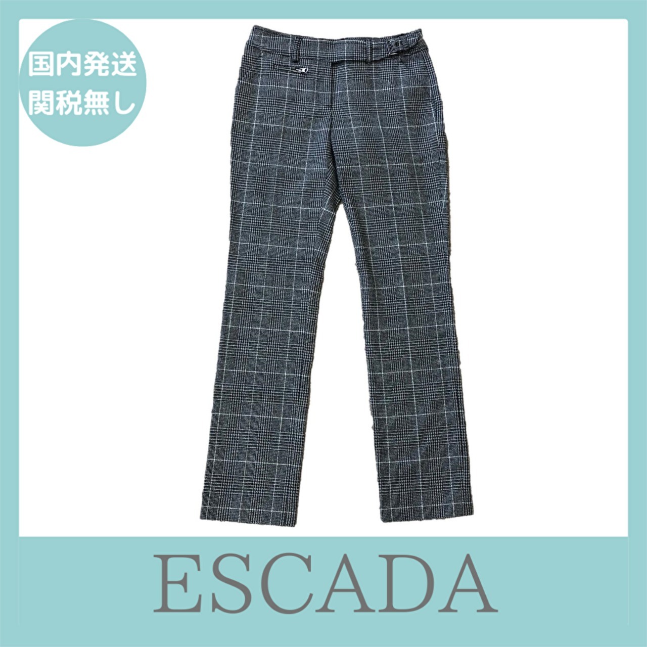 【国内発送】ESCADA ストレート パンツ タータンチェック