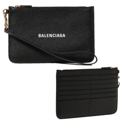 BALENCIAGA Clutches Unisex Street Style 2WAY Plain Leather Logo Clutches