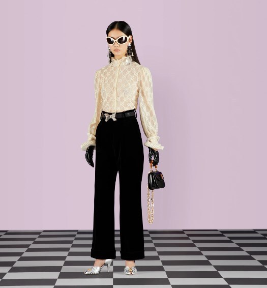 GUCCI《コットン ベルベット パンツ》ブラック DHL発送 直営店