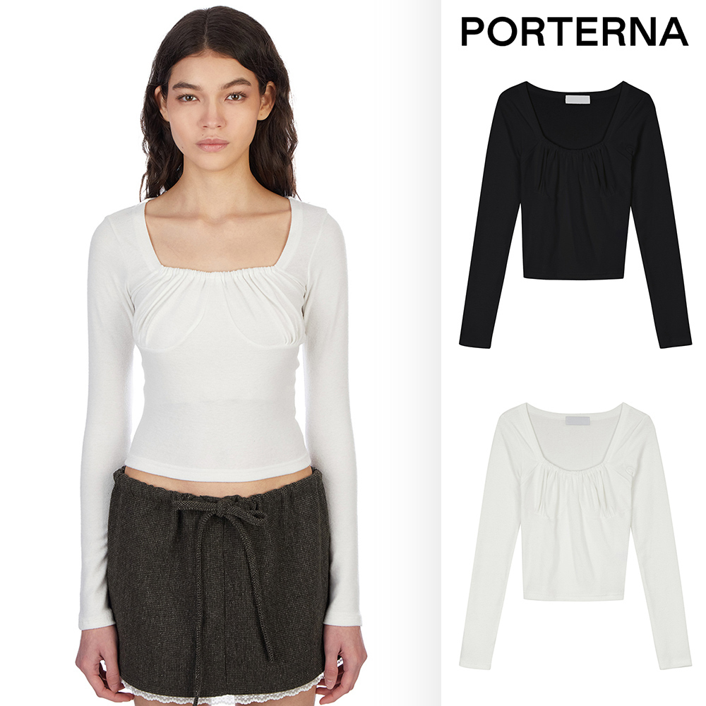 【PORTERNA】Fitted Shirring T-Shirt