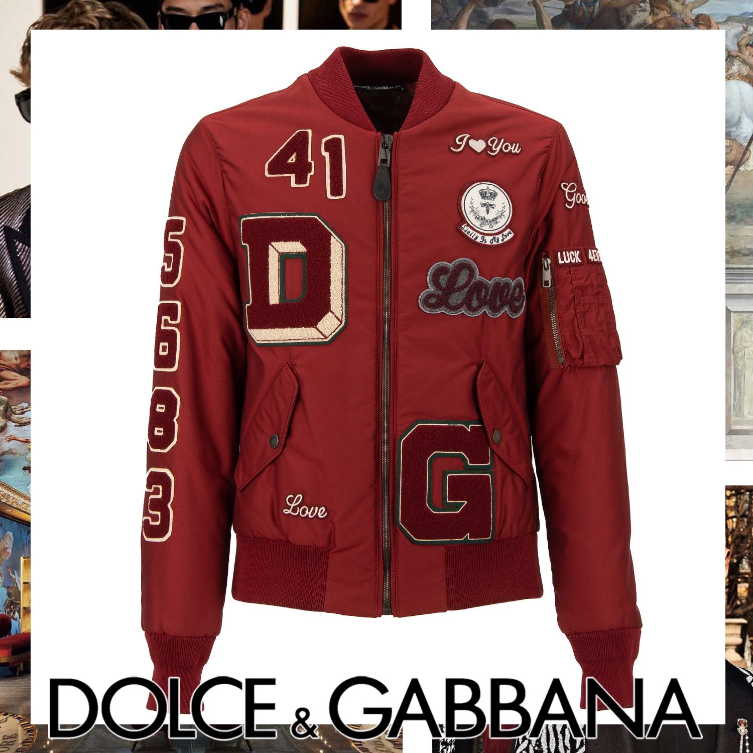 Dolce & Gabbana ブランドロゴ ブルゾン レッド