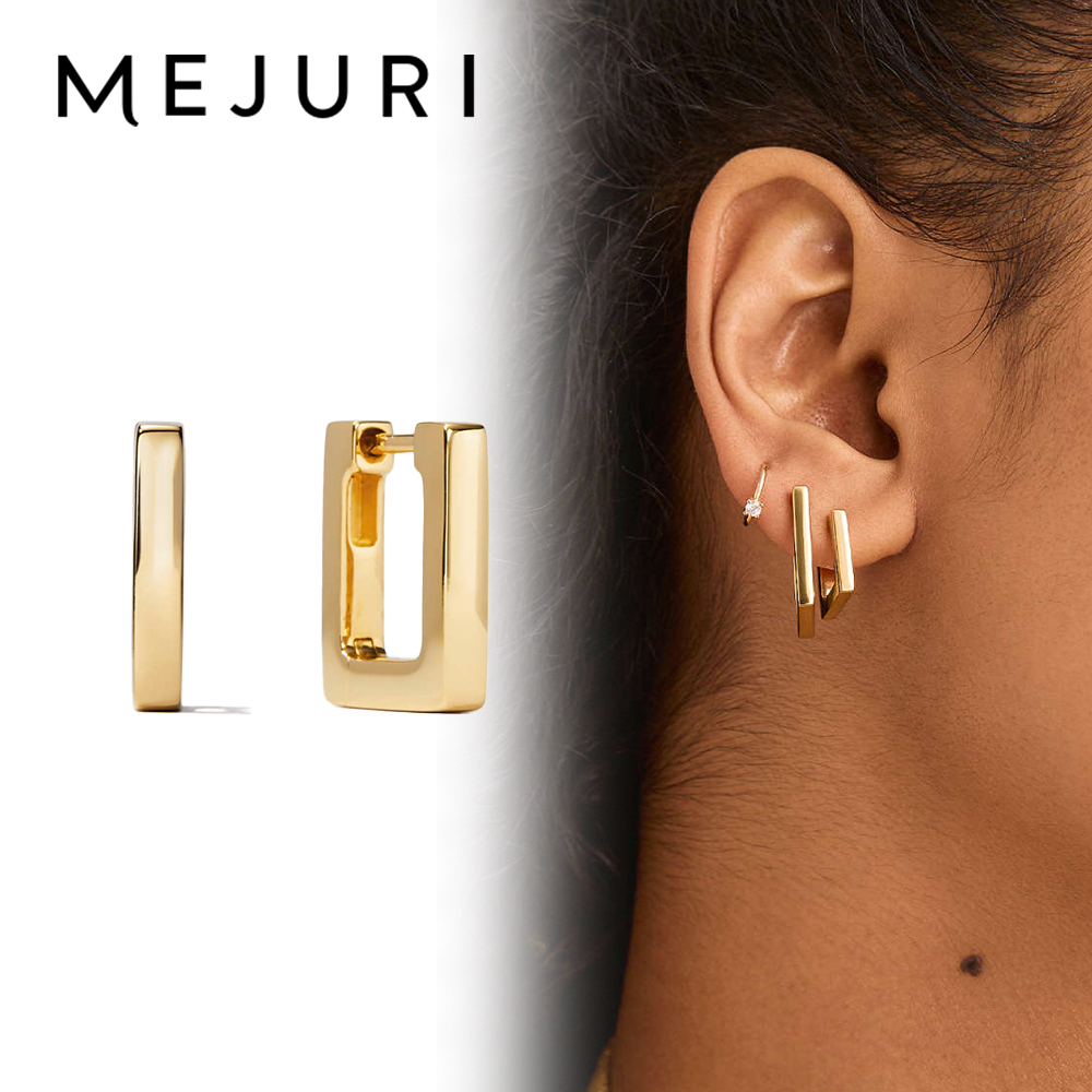 【MEJURI】スモールサイズ ブロック フープ 18K ピアス 関税込