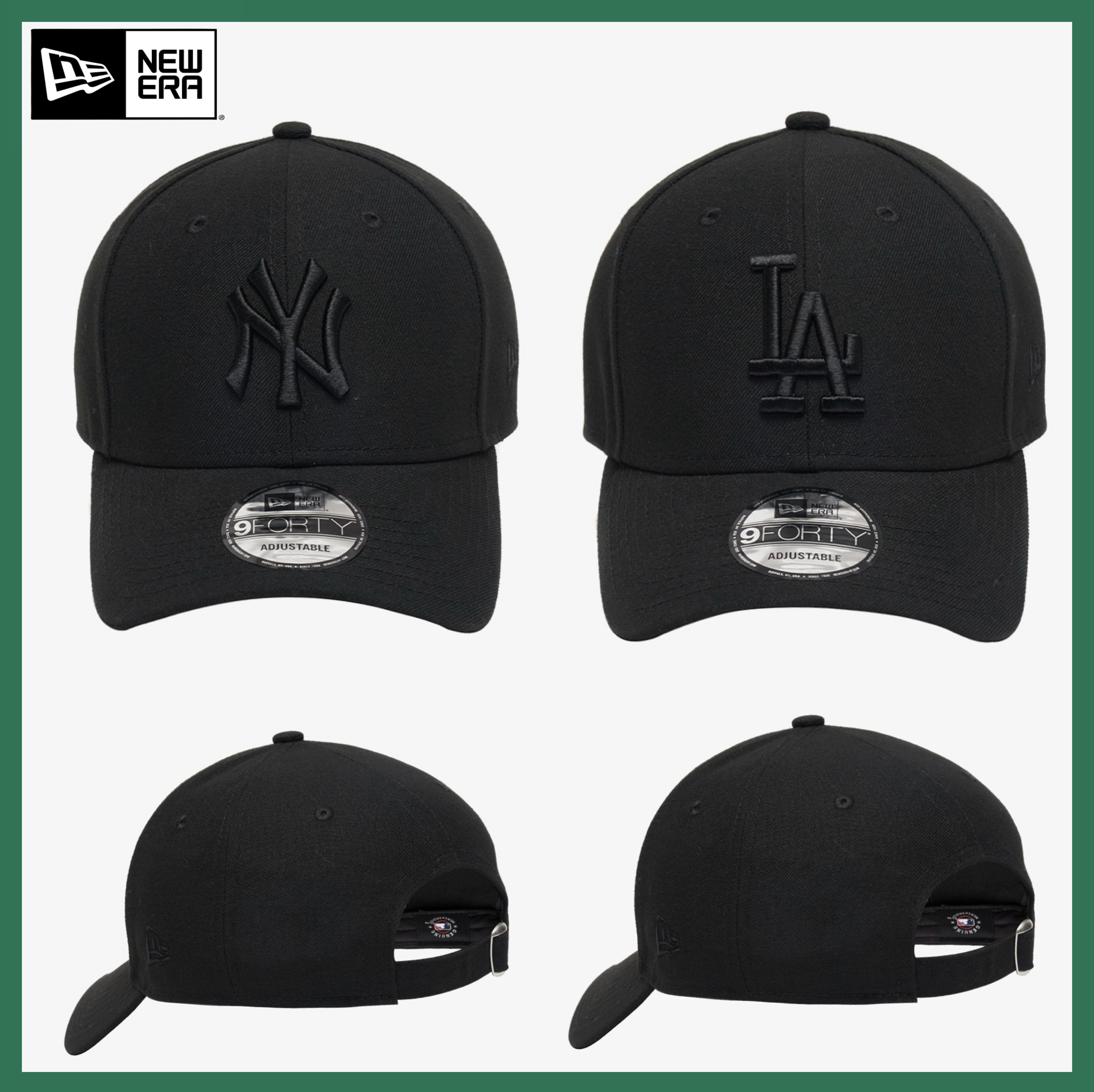 ☆Newera☆ BASIC MLB BLACK BLACK ON BLACK ボールキャップ 2種