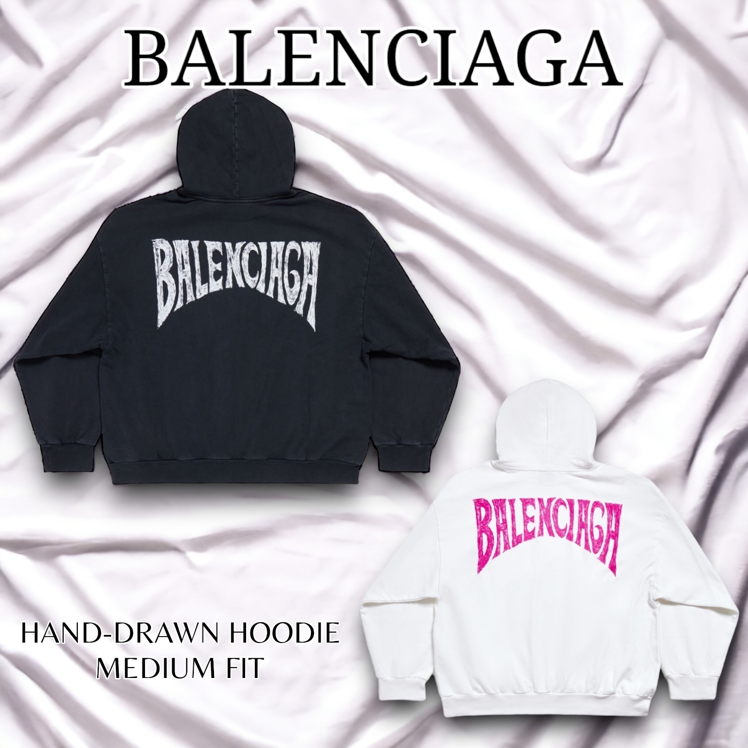 BALENCIAGA＊HAND-DRAWN HOODIE MEDIUM FIT フーディー＊送料込