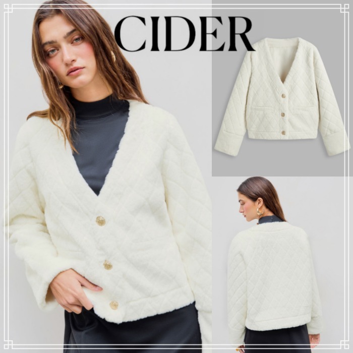 【Cider】Vネック ボタン ポケット ジャケット