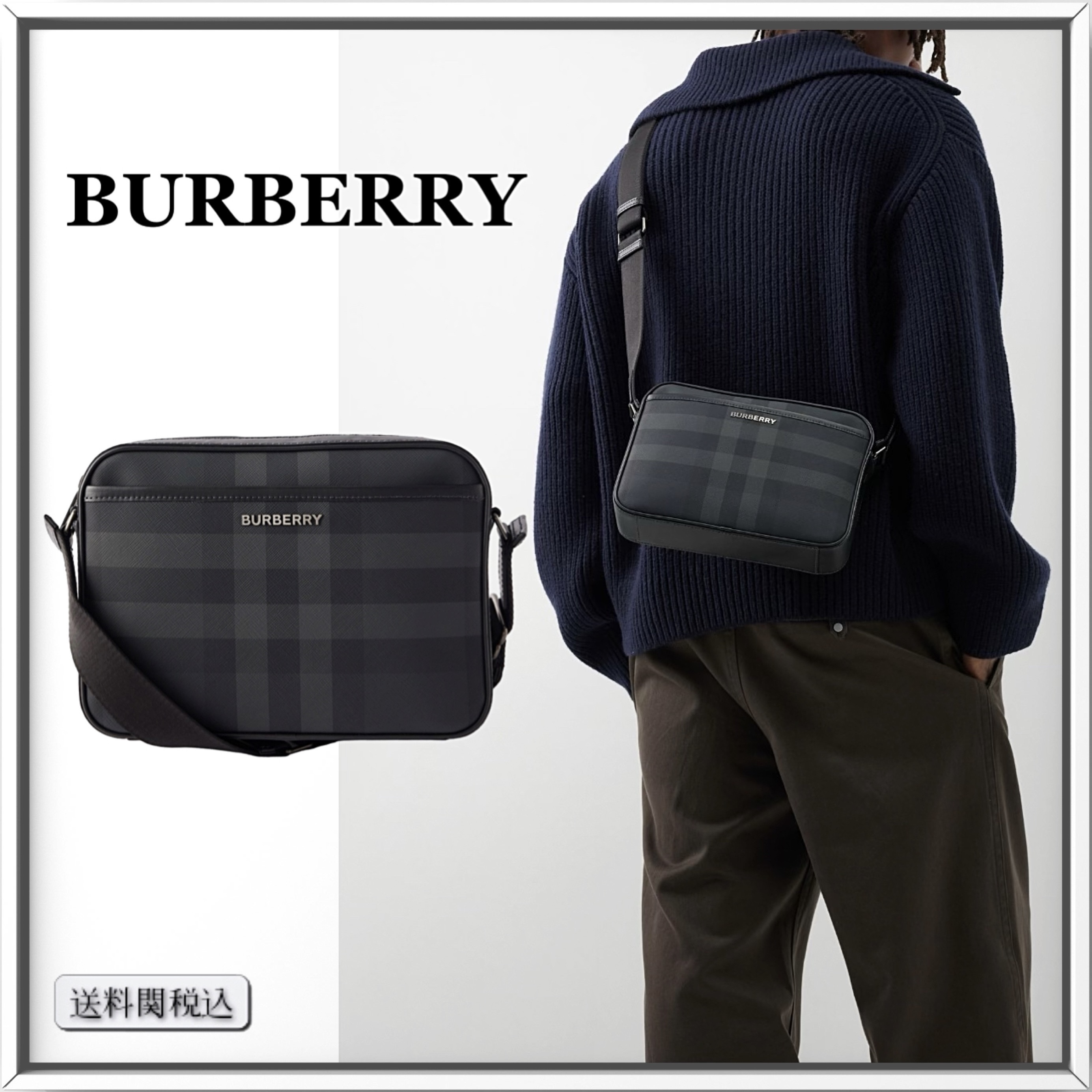 BURBERRY チェック コーティングキャンバス クロスボディバッグ