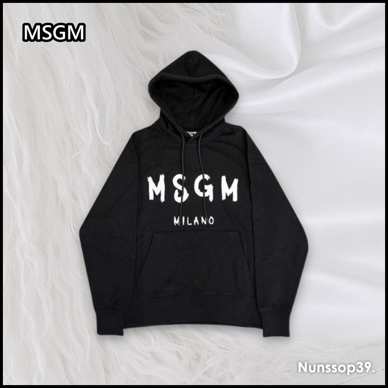 《MSGM》 2000MM515 200000 99 ブラシド ロゴ フードTシャツ