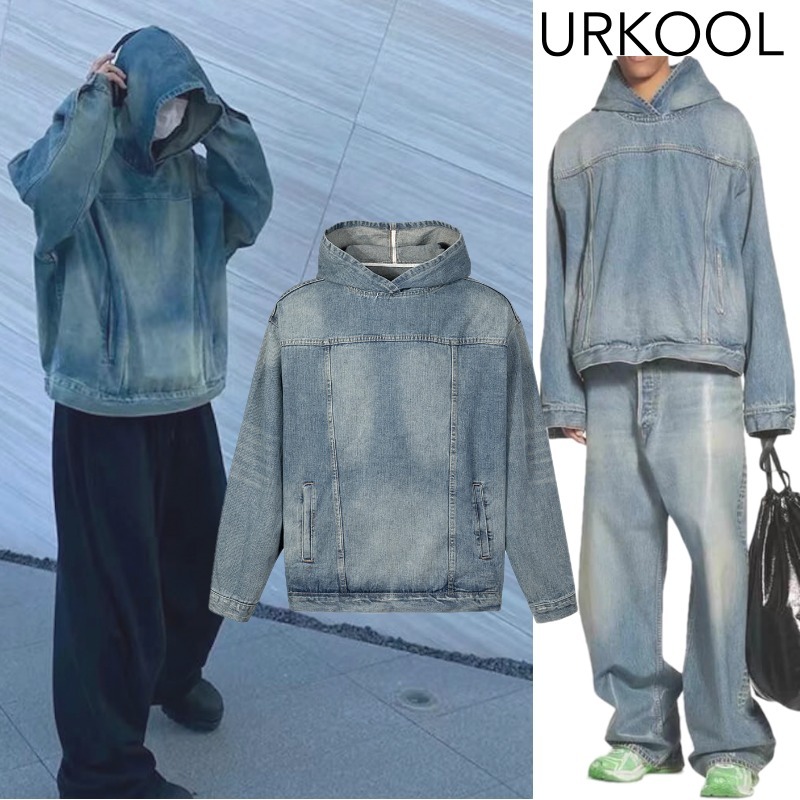 ☆関税/送料込み☆【URKOOL】デニムプルオーバーパーカー
