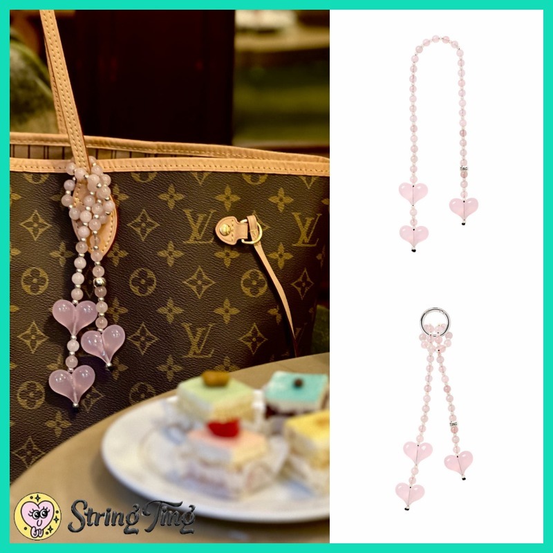 【 String Ting 】ラブストーン バッグチャーム ピンクハート String Ting*ピンクハートのチェーンバッグチャーム*送料込み