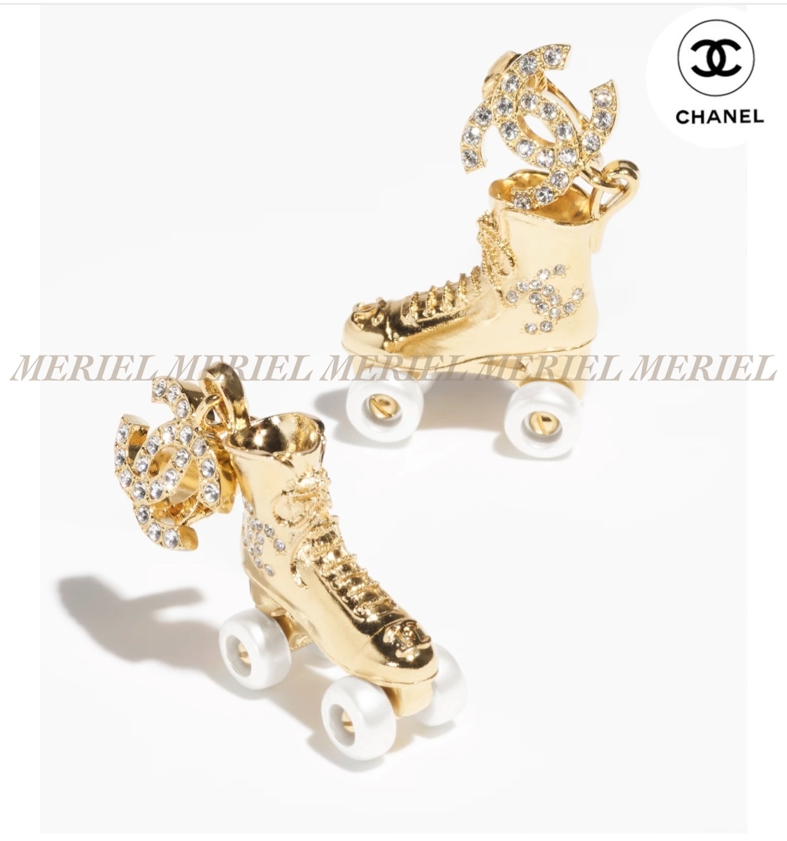 24C【CHANEL】ローラースケート・ロゴ イヤリング