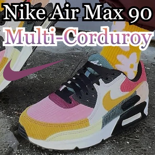 スニーカー Nike Air Max 90 Multi-Corduroy BLACK BRONZINE RED STARDUST