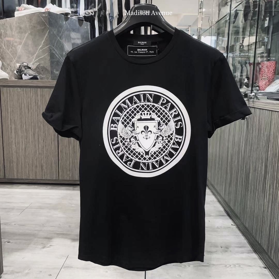 BALMAIN - ロゴ メダリオン プリント 半袖クルーネックTシャツ