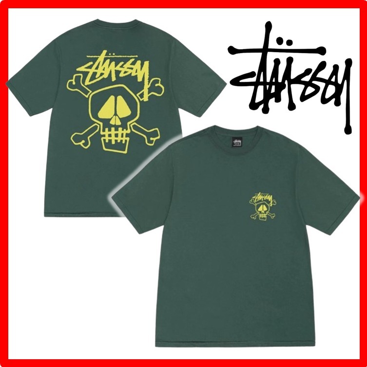 ★【Stussy】★Stussy Skull & Bones Pigment Dyed T-Shirt★
