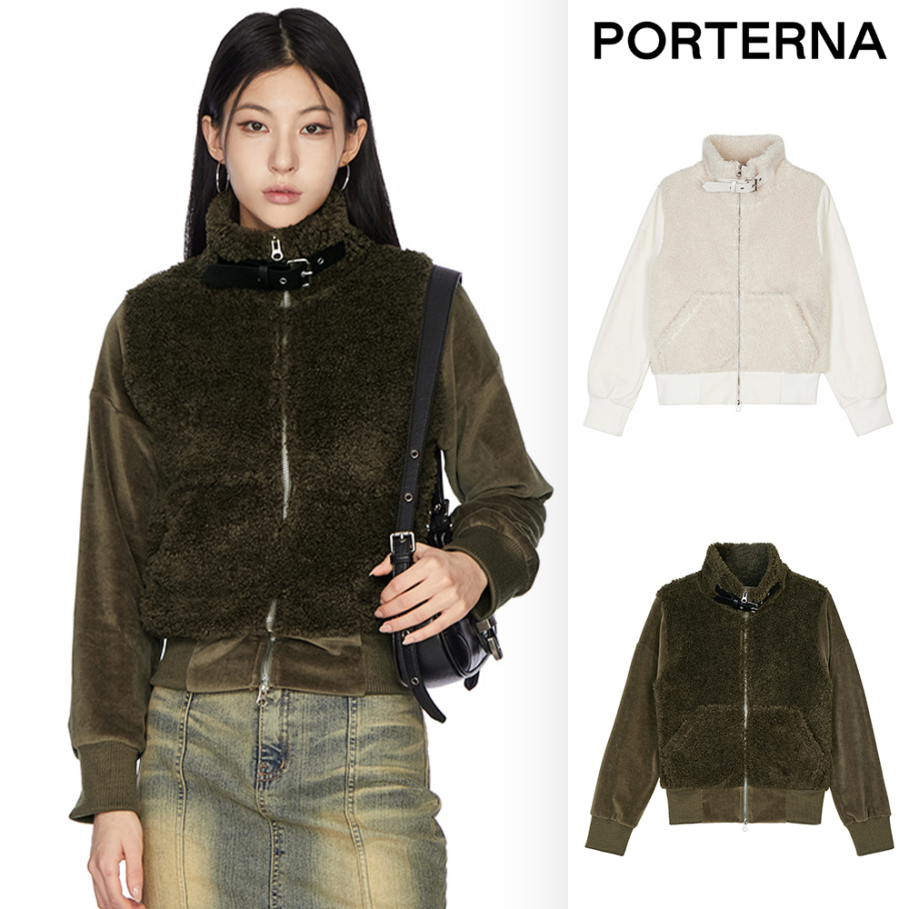 【PORTERNA】Loui zip-up shearling jacket