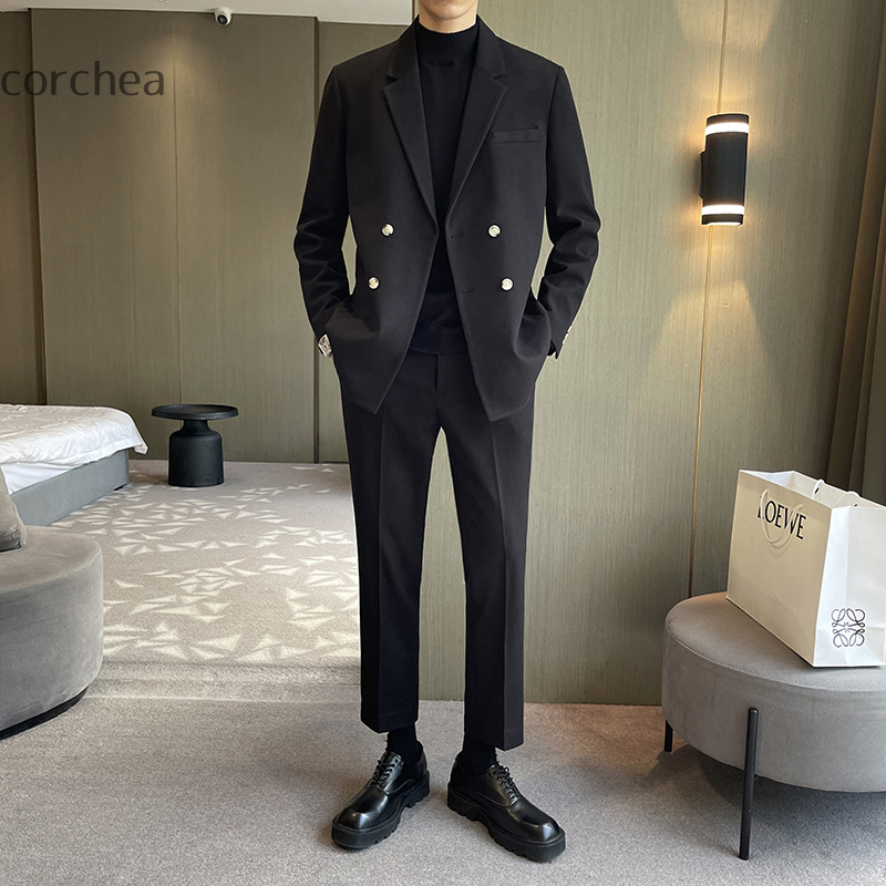 メンズ ダブル ジャケット パンツ スーツ セットアップ 秋冬