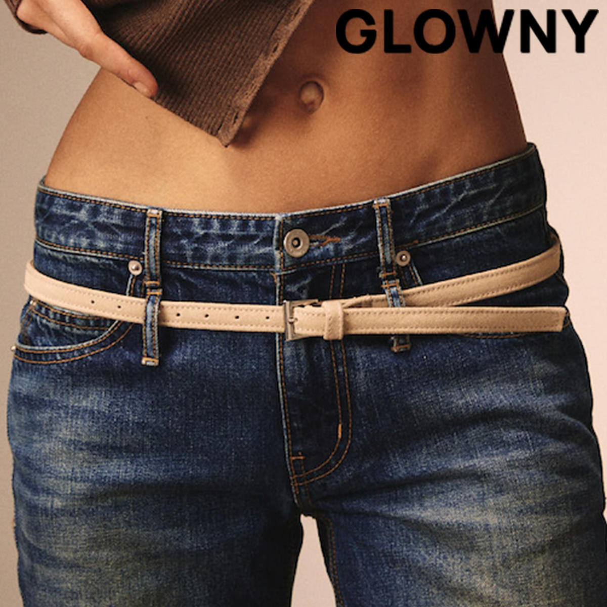 ★GLOWNY★TAO REAL SUEDE BELT (SAND)★正規品/韓国直送料込