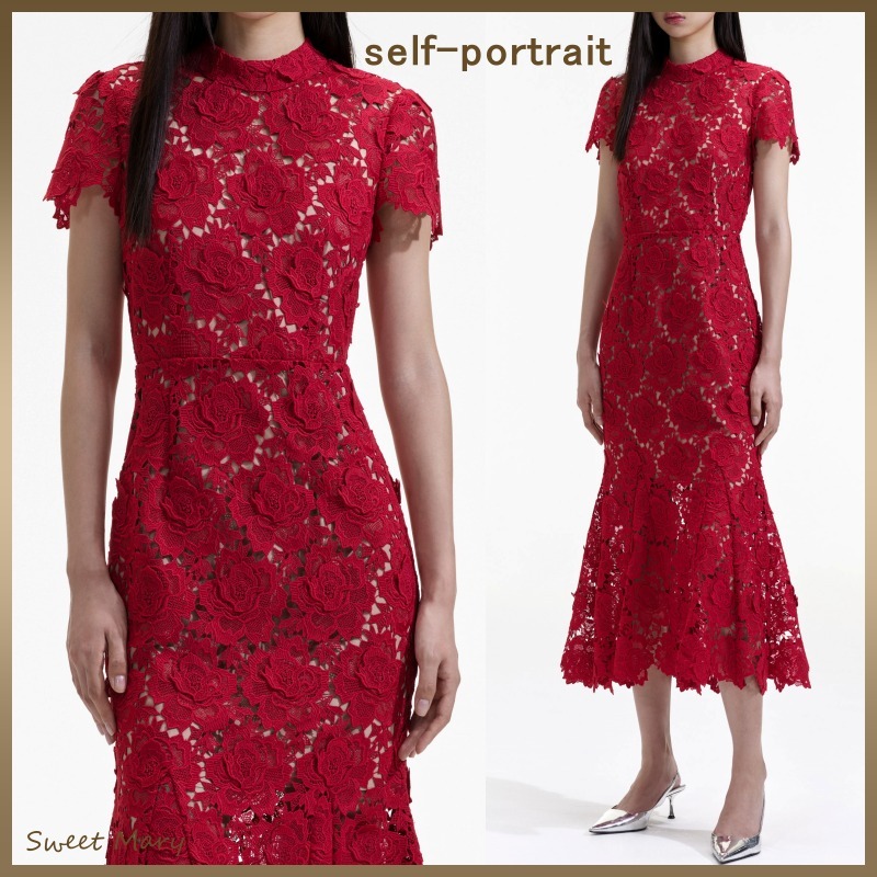 SELF PORTRAIT☆フラワーレース ミディドレス♪【送料込】
