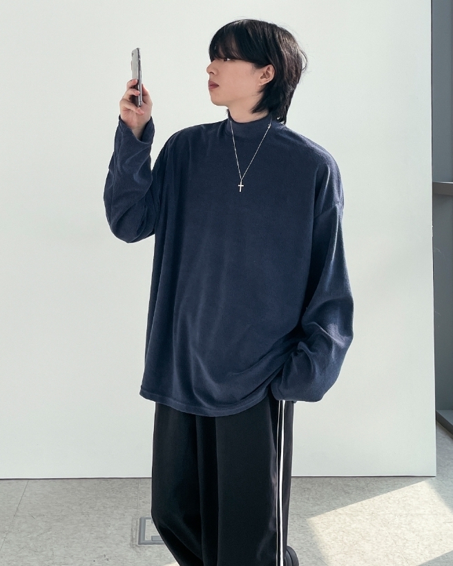 【YOURNUS】Robben Terry Mock Neck T-Shirt