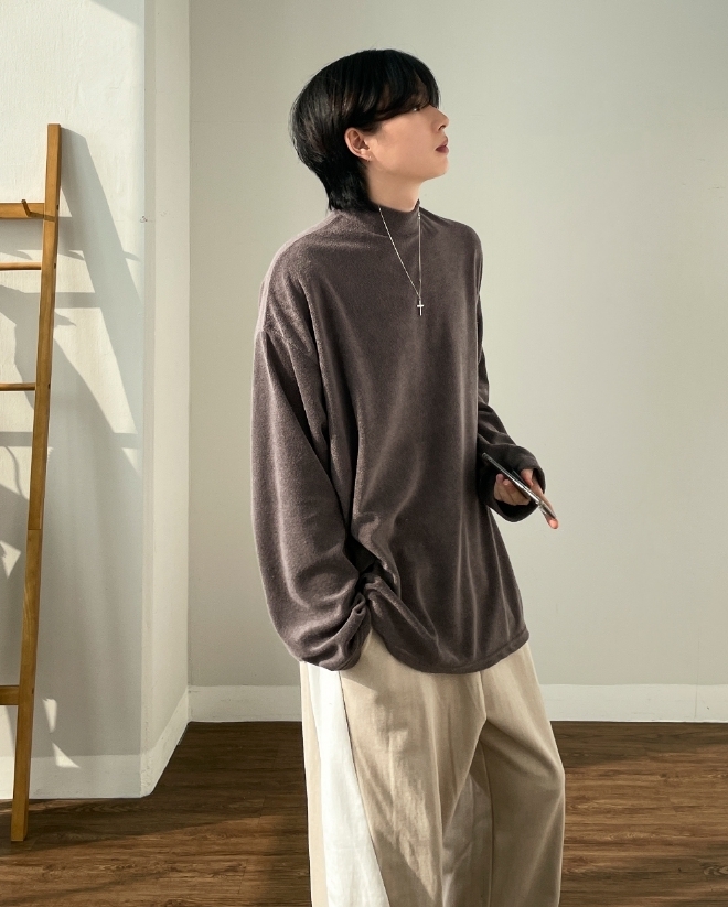 【YOURNUS】Robben Terry Mock Neck T-Shirt