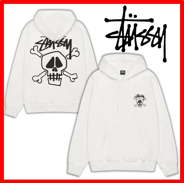 【Stussy】★Stussy Skull & Bones Pigment Dyed Hoodie Natural