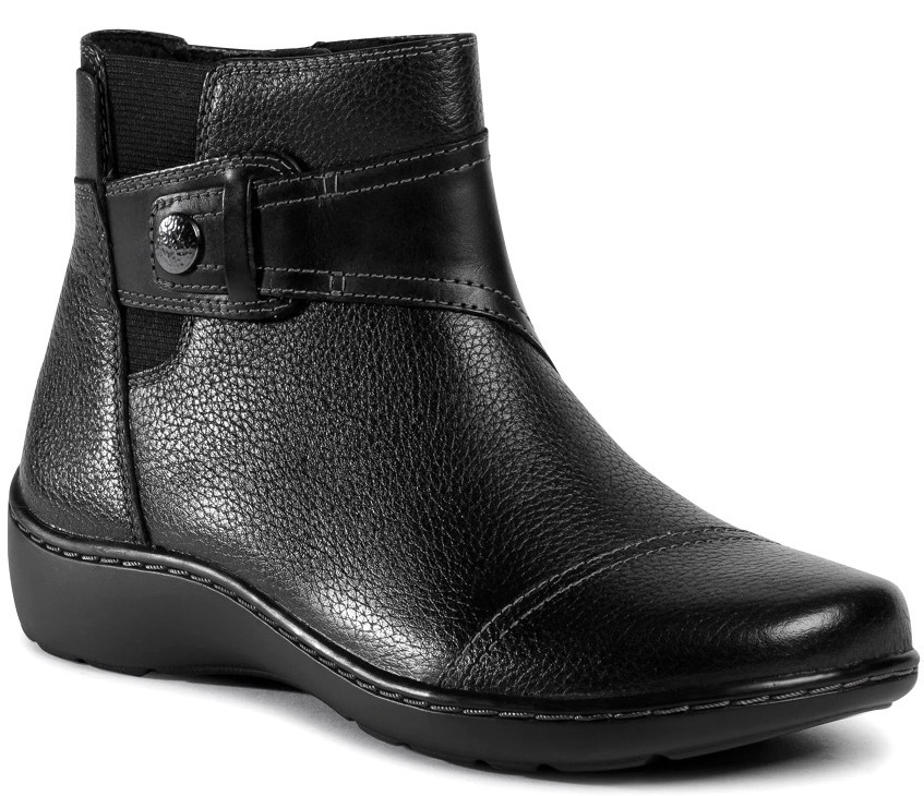 Clarks コンフォート ブーツ ブラック 軽量 レザー ジッパー