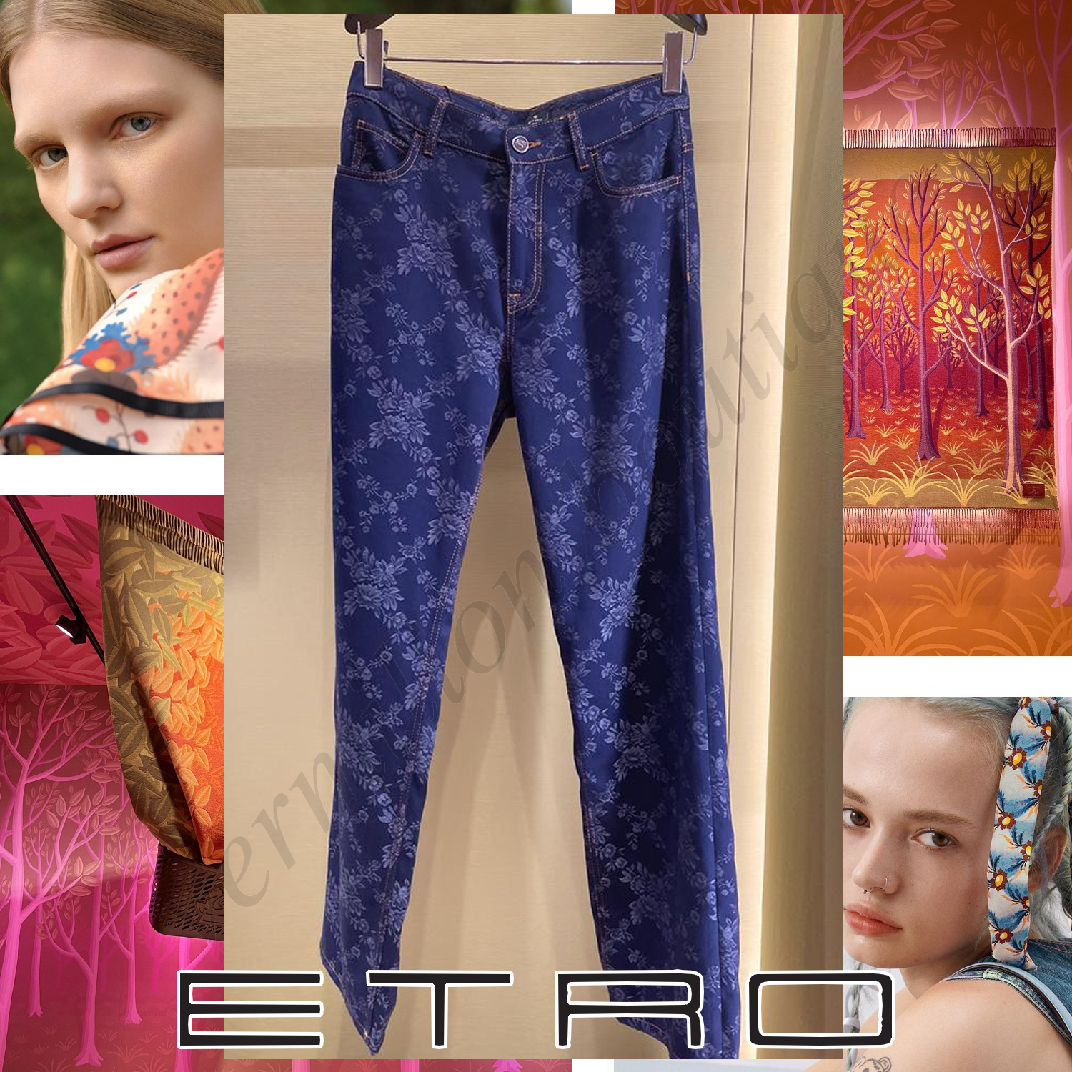 ETRO バギージャカードジーンズ ネイビー