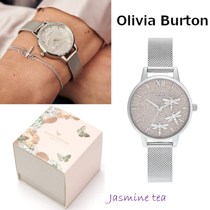 ★セール／即発♪★Olivia Burton 踊るトンボシルバーメッシュ★