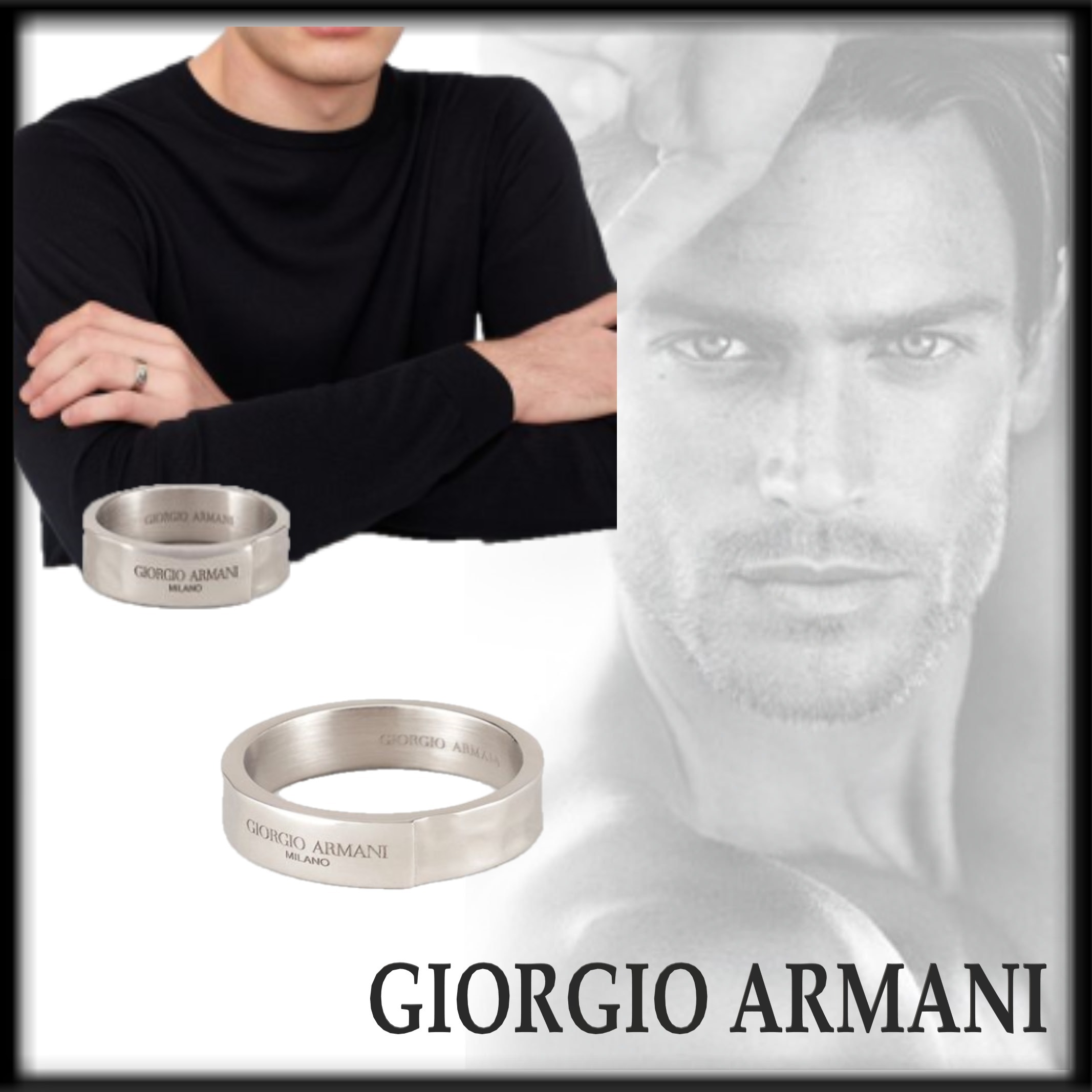Giorgio Armani オシャレ ロゴ スターリング シルバーリング