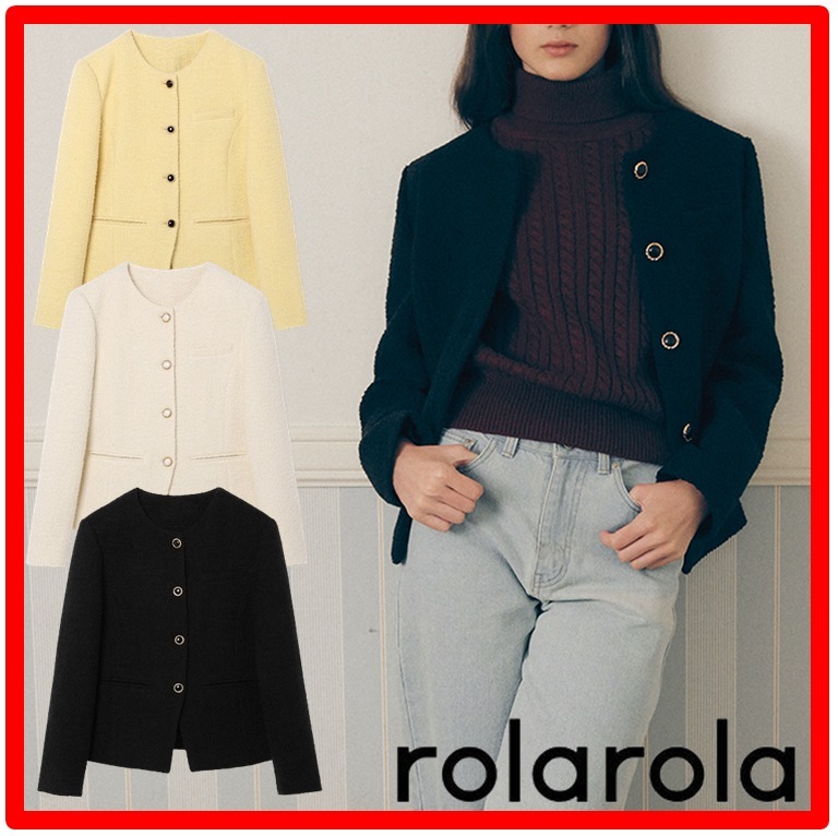 ☆韓国の人気☆【ROLAROLA】☆NON COLLAR BUTTON JACKE.T☆