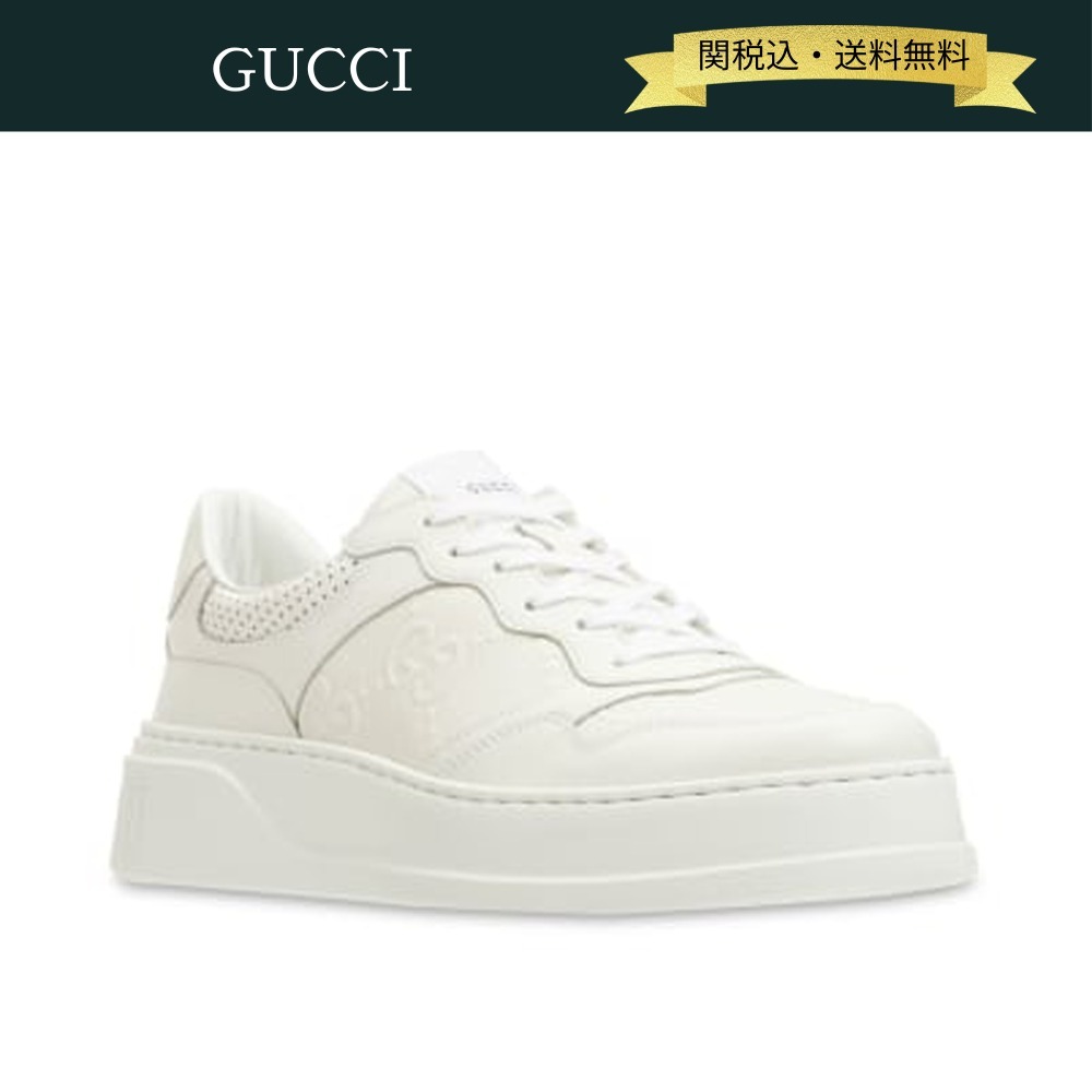 【関税・送料込】GUCCI GG エンボスレザースニーカー