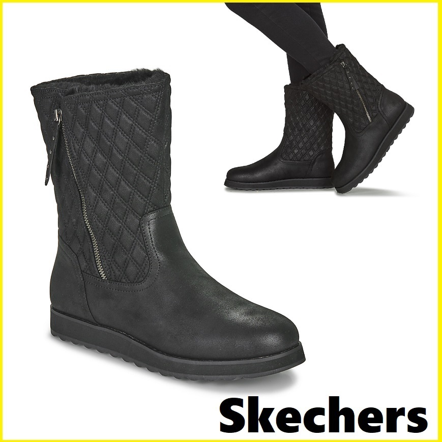 SKECHERS★フェイクファー裏☆サイドファスナー☆スノーブーツ