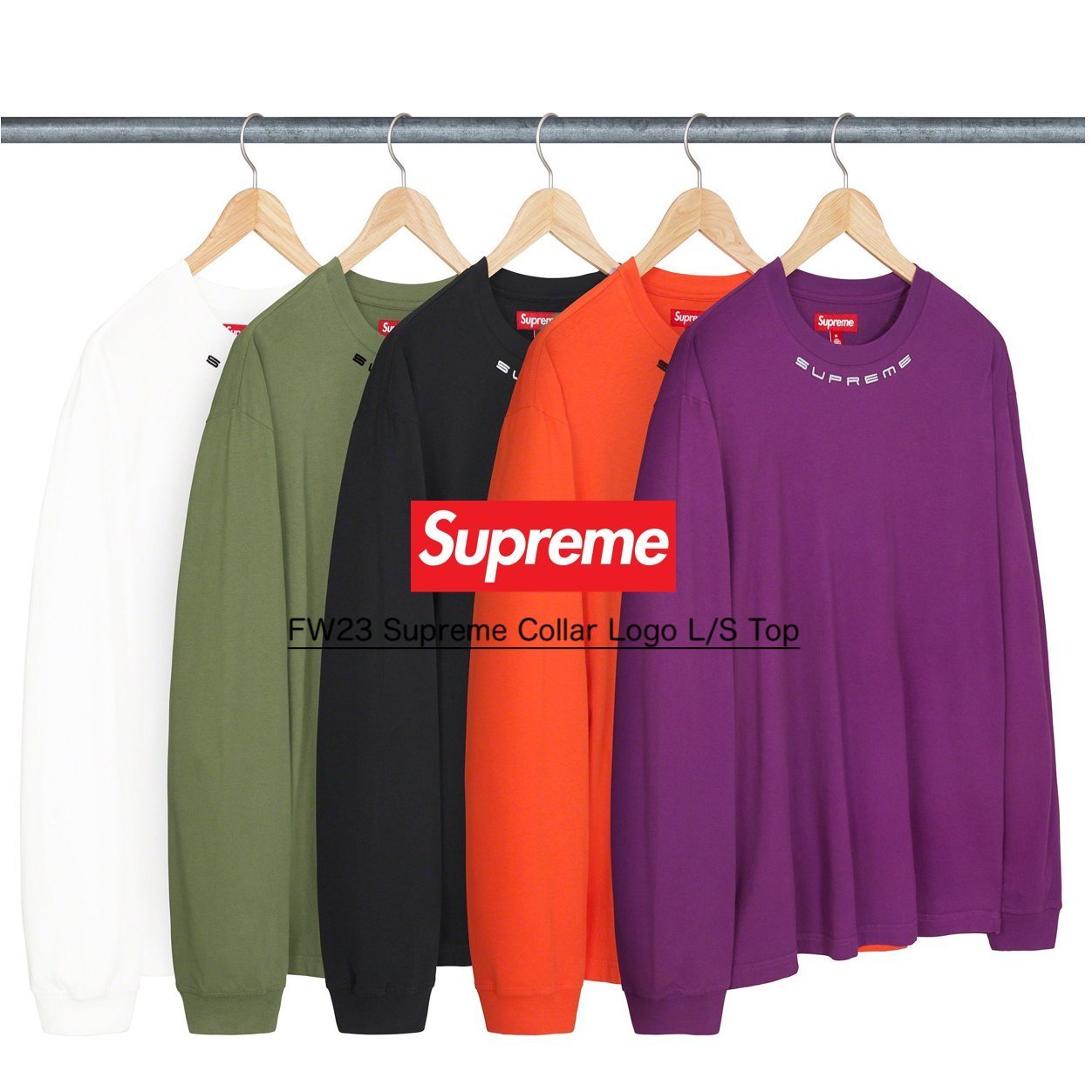 FW23 Supreme Collar Logo L/S Top - カラー ロゴ ロンT