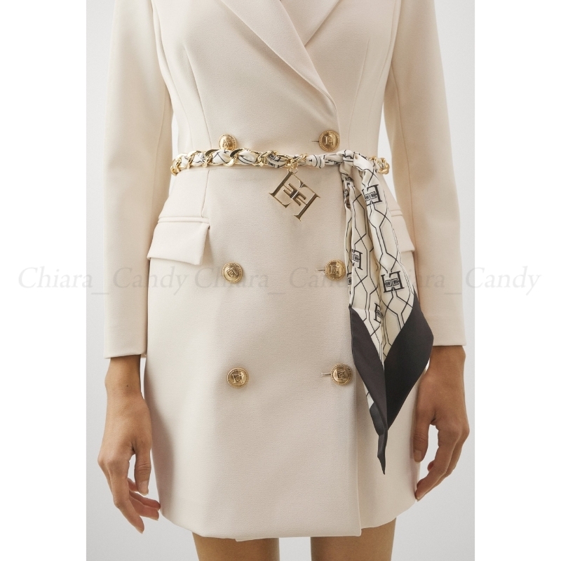 【23AW】ELISABETTA FRANCHI / スカーフベルト ワンピース / 2色 23AW】ELISABETTA FRANCHI / スカーフベルト ワンピース / 2色