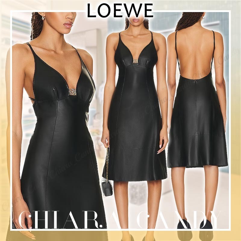 【23AW NEW】LOEWE_women /アナグラム ストラップ ドレス /Black