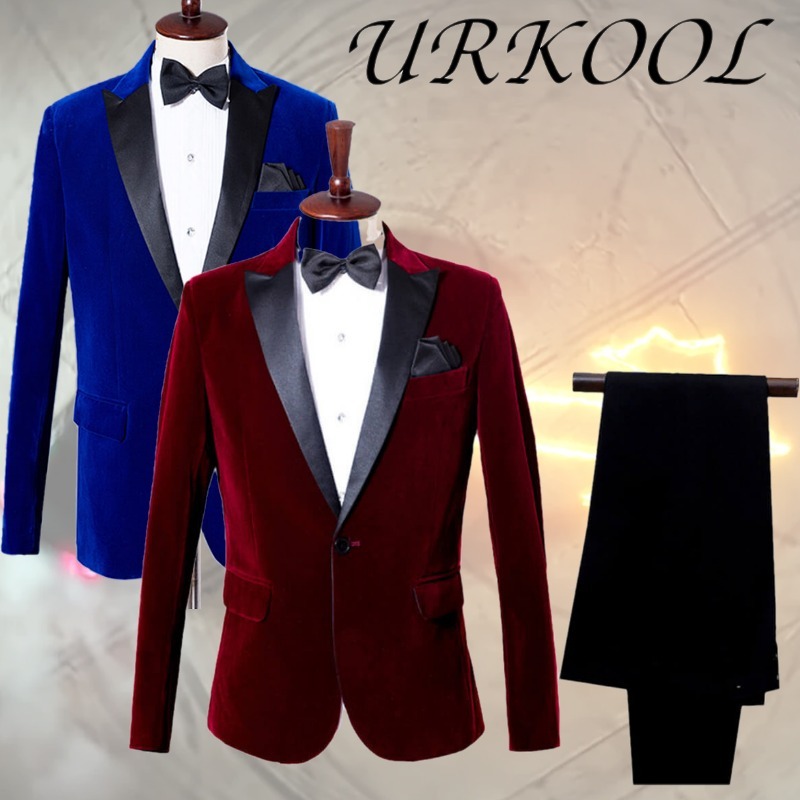 ☆関税/送料込み☆【URKOOL】２ピースベルベットスーツ