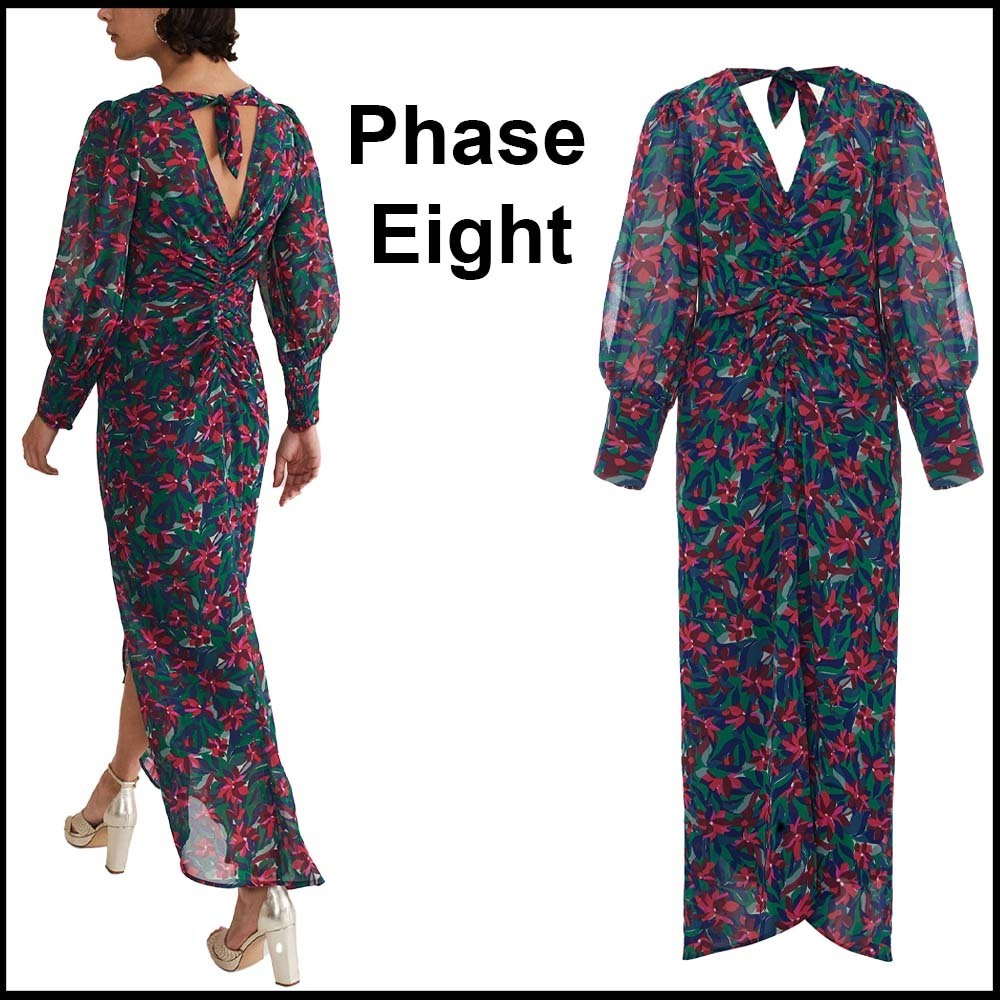 Phase Eight★ヒヤシンス フローラル ミディドレス