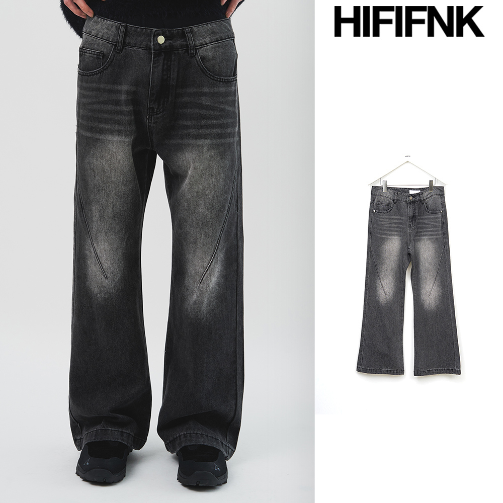【HI FI FNK】Live Washed Boots-Cut Denim