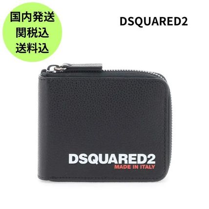 D SQUARED2 Folding Wallets Calfskin Street Style Folding Wallet Long Wallet 