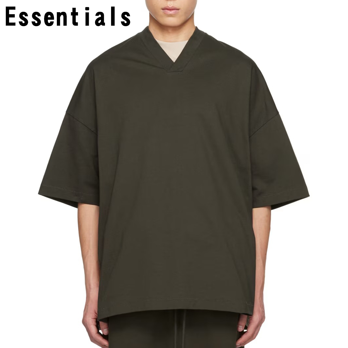 エッセンシャルズ Essentials Tシャツ 半袖 バックロゴ Vネック