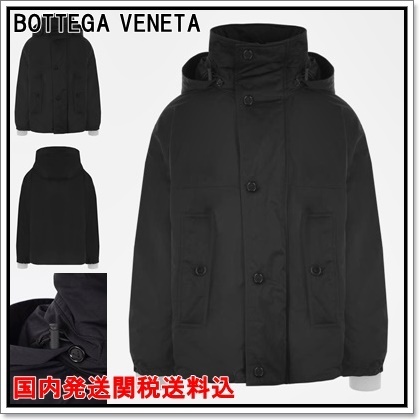 ★関税込★ BOTTEGA VENETA テックナイロン ジャケット BOTTEGA VENETA ブラックテックナイロン長袖パデッドジャケット