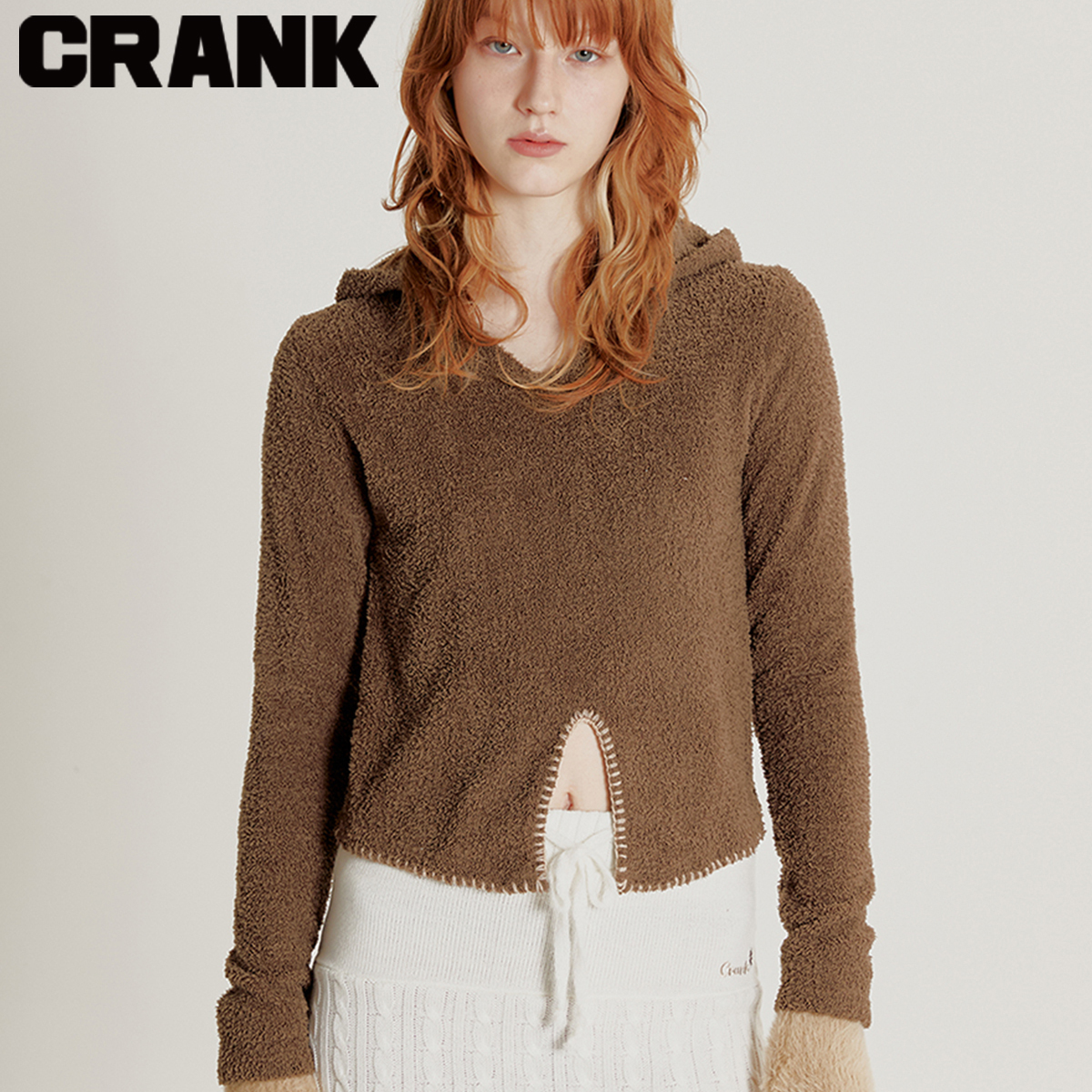 ★CRANK★SOFT STITCH HOODIE_BROWN★正規品/韓国直送料込/人気