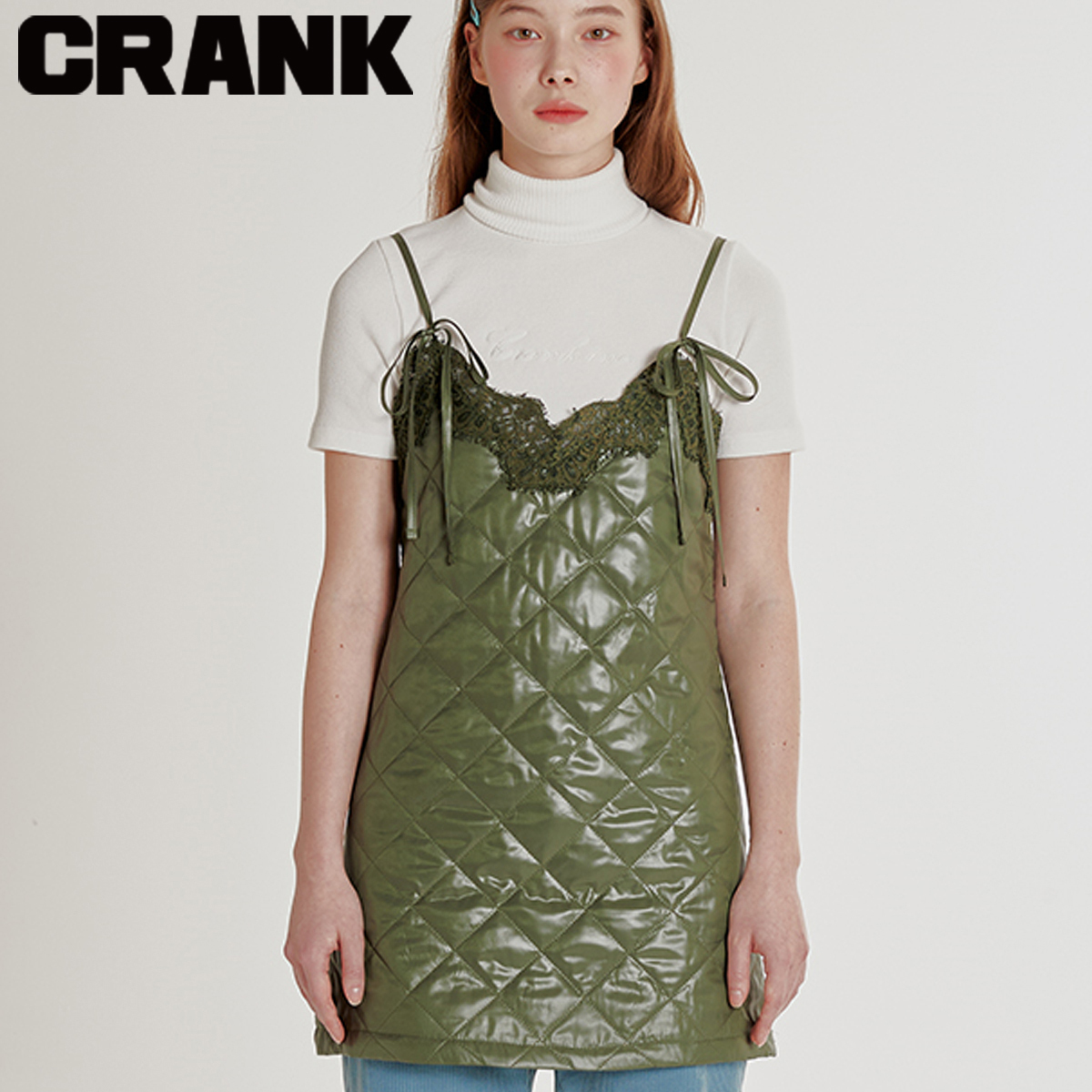 ★CRANK★LACE PADDED DRESS_KHAKI★正規品/韓国直送料込/人気