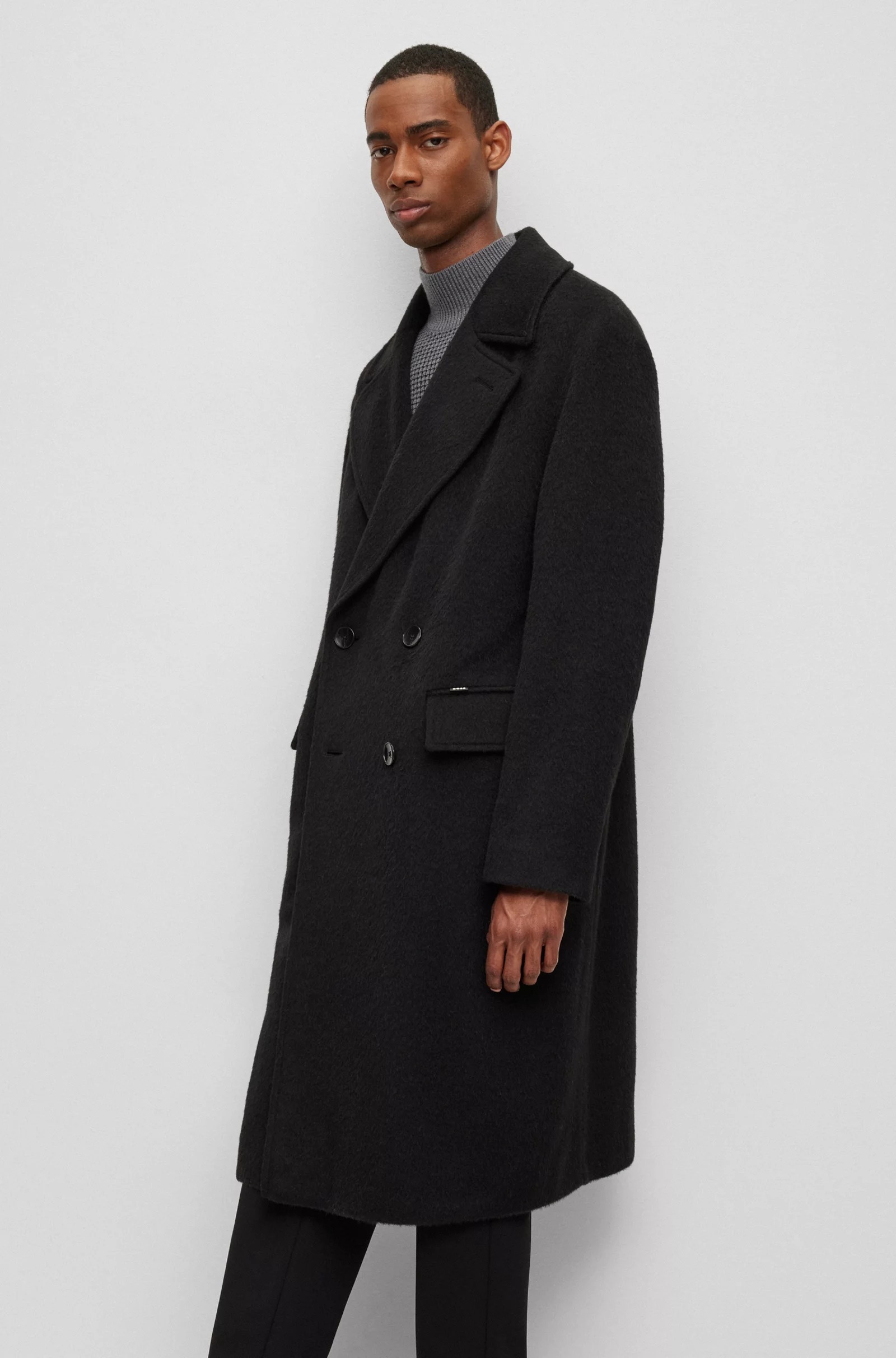 BOSS ダブルブレストコート ウールブレンド (Hugo Boss