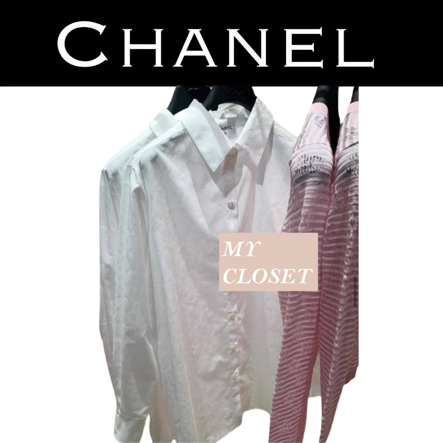 CHANEL 長袖 シャツ ブラウス ロゴ 刺繍 新作 限定 直営店 白 女
