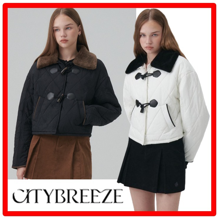 ☆韓国の人気☆【CITYBREEZE】☆FUR COLLAR QUILTING JUMPE.R☆