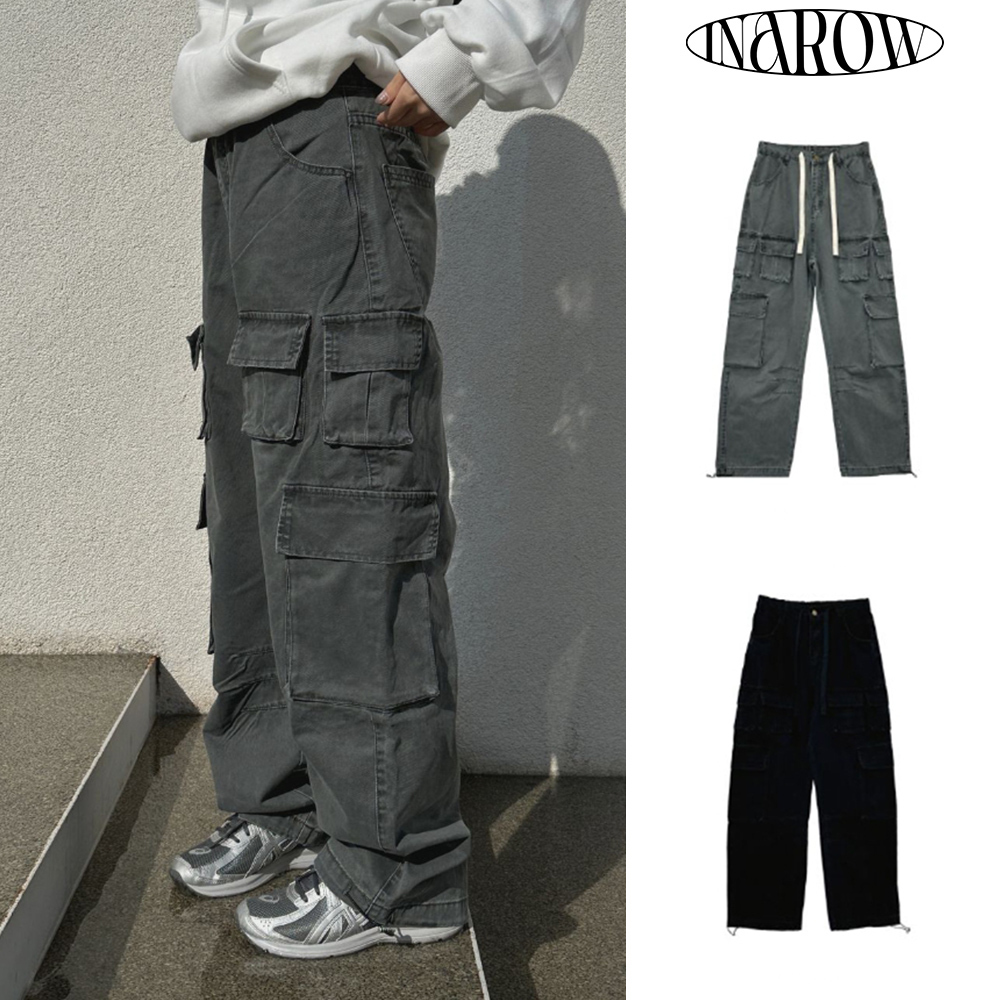 【in a row】[UNISEX] Multi Pocket Washing Pants