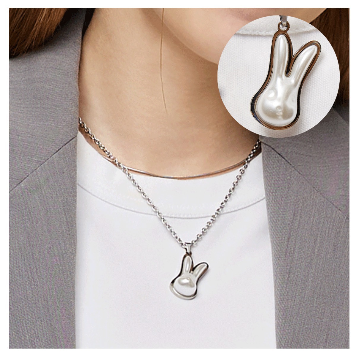 ネックレス・ペンダント VVV Pearl Rabbit Surgical Necklace BFK139