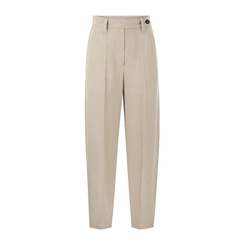パンツ BRUNELLO CUCINELLI Curved viscose and linen trousers