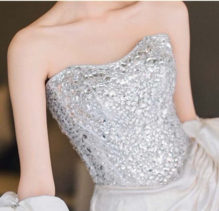 【サイズオーダー可】チューブトップ花柄パーティドレス/XS〜XXL サイズオーダー可】チューブトップ花柄パーティドレス/XS〜XXL